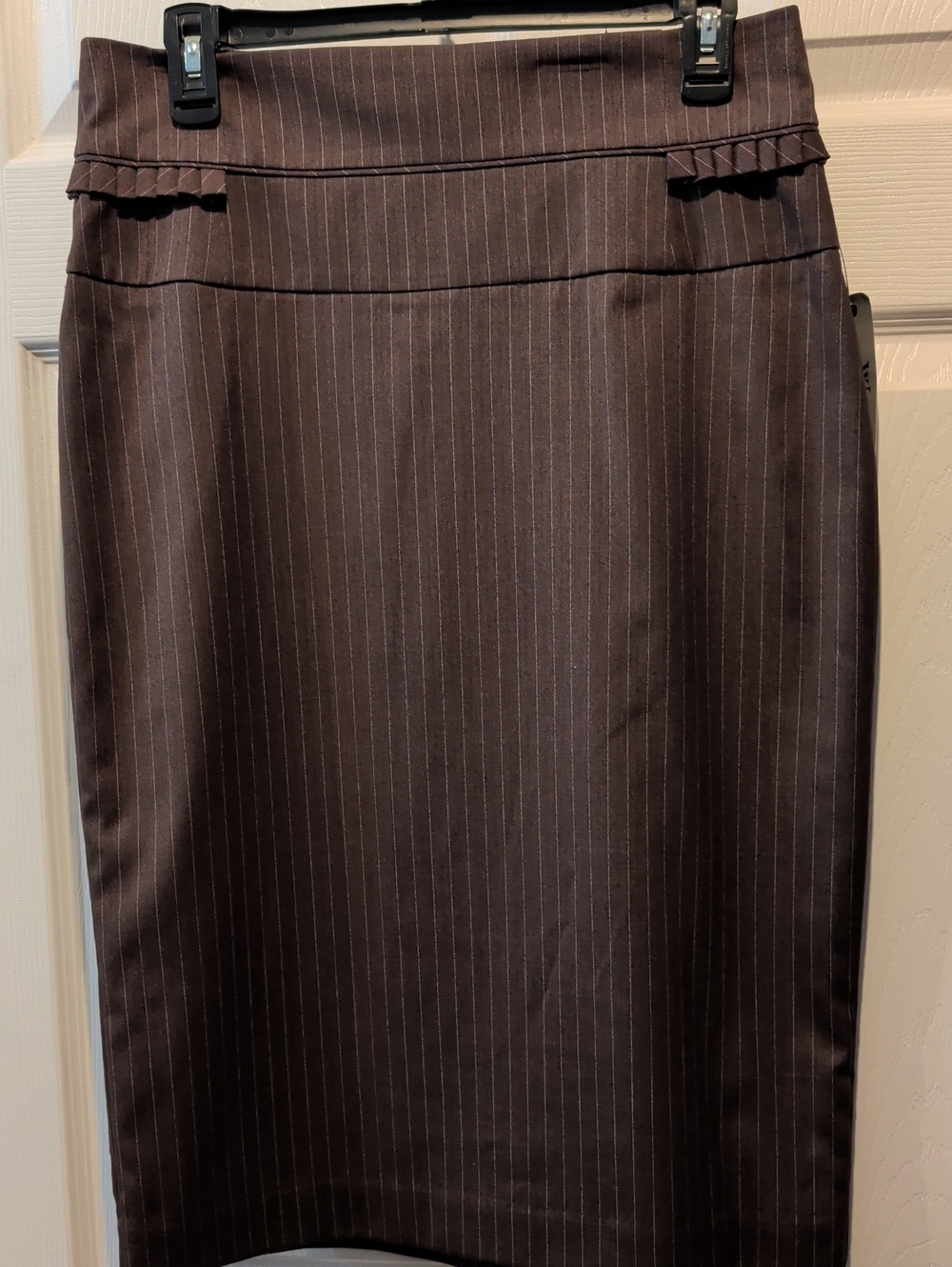 Worthington Brown Pinstripe Pencil Skirt